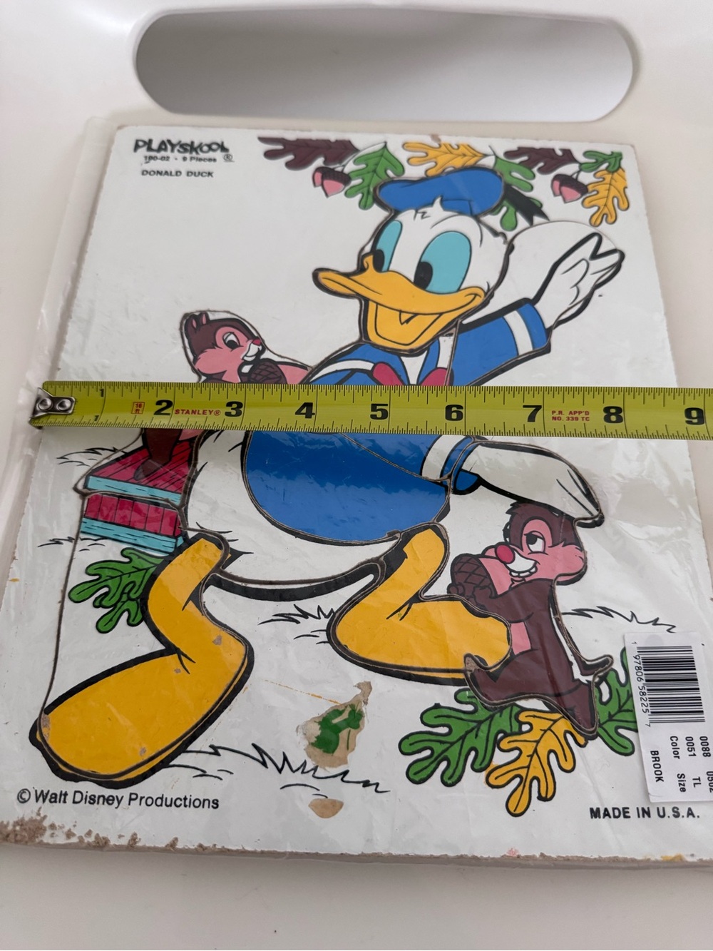 Vintage Disney Donald Duck Playskool Wooden Tray Puzzle 9 Piece USA Rare - Picture 4 of 5